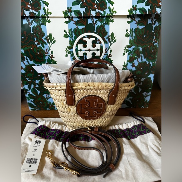 Tory Burch ELLA STRAW MINI BASKET (summer bag) - Picture 2 of 13